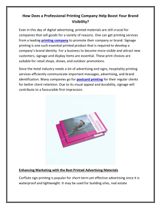 How Does a Professional Printing Company Help Boost Your Brand Visibility
