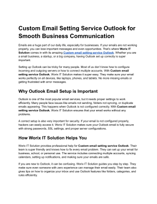 Custom Email Setting Service Outlook for Smooth Business Communication