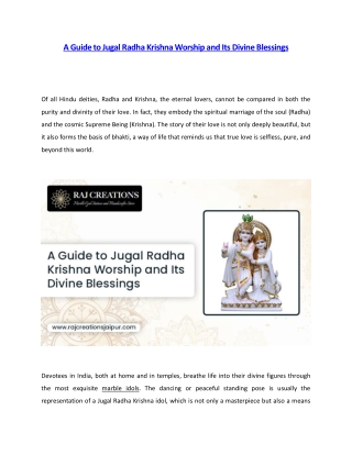 A Guide to Jugal Radha Krishna Worship and Its Divine Blessings