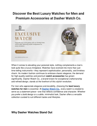 Discover the Best Luxury Watches for Men and Premium Accessories at Dasher Watch Co. (1)