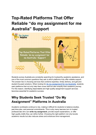 Top-Rated Platforms That Offer  Reliable “do my assignment for me  Australia”