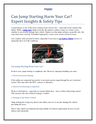 Can Jump Starting Harm Your Car Expert Insights & Safety Tips