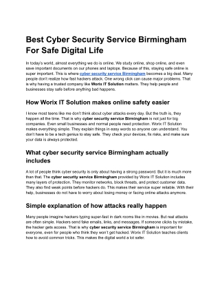 Best Cyber Security Service Birmingham For Safe Digital Life