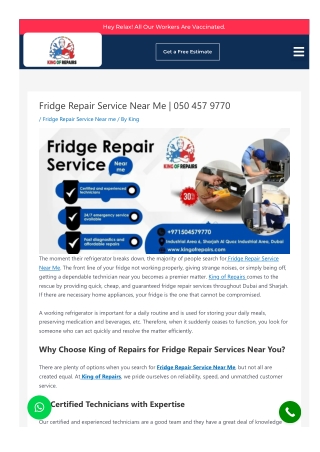Fridge Repair Service Near Me by King of Repairs
