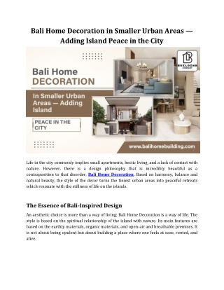 Bali Home Decoration in Smaller Urban Areas — Adding Island Peace in the City