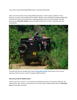 How to Plan a Good, Rewarding Wildlife Safari in India (2026 Guide) - Published