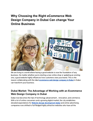 Why Choosing the Right eCommerce Web Design Company in Dubai Can change Your Online Business