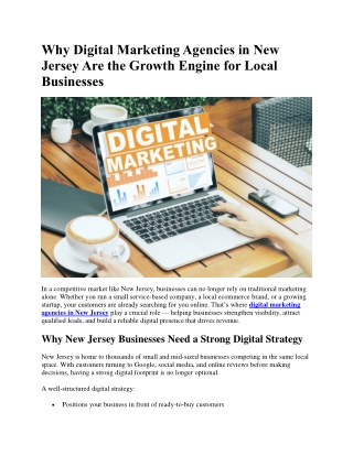 Why Digital Marketing Agencies in New Jersey Are the Growth Engine for Local Businesses