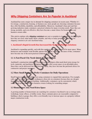 Why Shipping Containers Are So Popular in Auckland