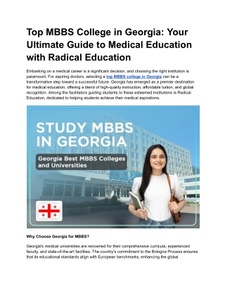 Top MBBS College in Georgia_ Your Ultimate Guide to Medical Education with Radical Education