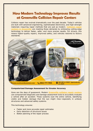 How Modern Technology Improves Results at Greenville Collision Repair Centers