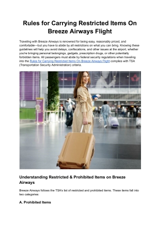 Rules for Carrying Restricted Items On Breeze Airways Flight