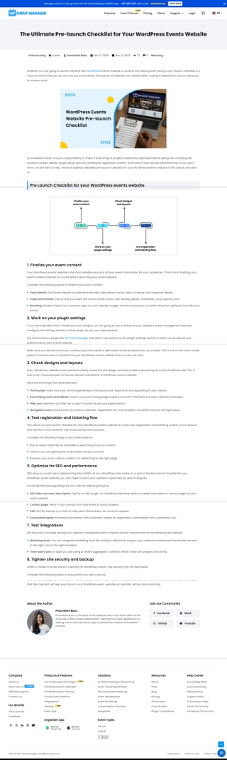 The Ultimate Pre launch Checklist For Your WordPress Events Website