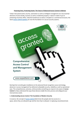 Powering Entry, Protecting Assets - The Future of Advanced Access Control in Bahrain