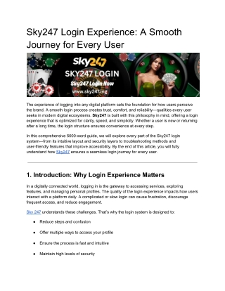 Sky247 Login Experience: A Smooth Journey for Every User