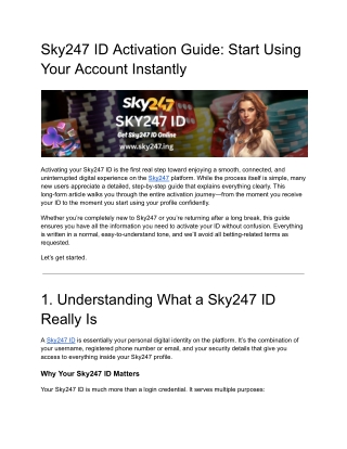 Sky247 ID Activation Guide: Start Using Your Account Instantly