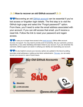 Top 10 Sites To Buy Old Github Accounts ➤➤ In 2025-26