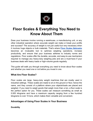Floor Scales & Everything You Need to Know About Them
