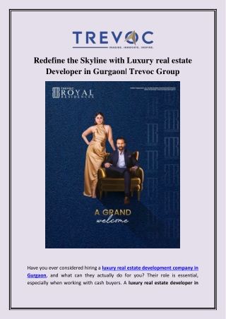 Redefine the Skyline with Luxury real estate Developer in Gurgaon