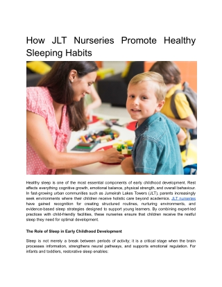 How JLT Nurseries Promote Healthy Sleeping Habits