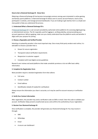 How to Get a Diamond Exchange ID