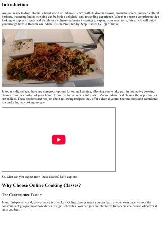 Become an Indian Cuisine Pro: Step-by-Step Classes by Top of India