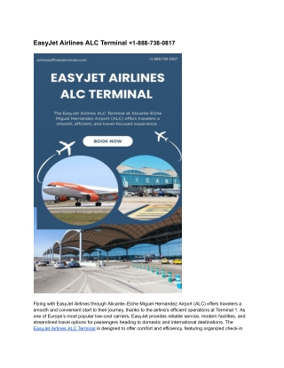 EasyJet Airlines ALC Terminal  1-888-738-0817