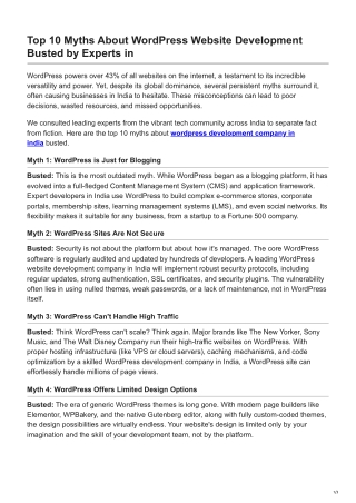 Top  Myths About WordPress Website Development Busted by Experts in