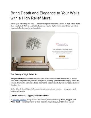 Metal High Relief Wall Mural by Metalartandartifact