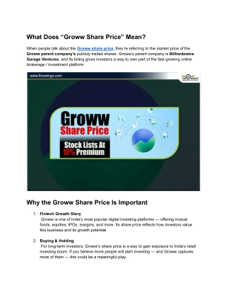What Does Groww Share Price Mean