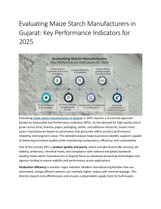 Evaluating Maize Starch Manufacturers in Gujarat