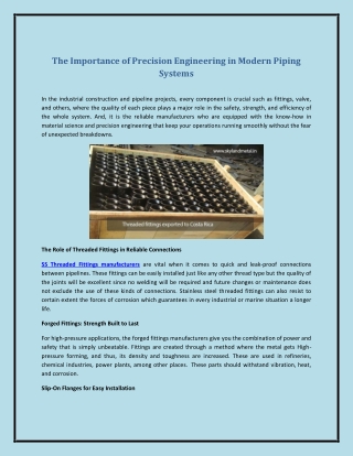 The Importance of Precision Engineering in Modern Piping Systems