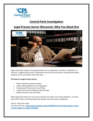 Experienced Wisconsin Legal Process Server