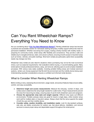 Can You Rent Wheelchair Ramps Everything You Need to Know