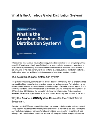 What Is the Amadeus Global Distribution System
