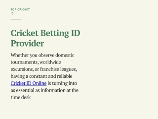 Cricket Betting ID Provider