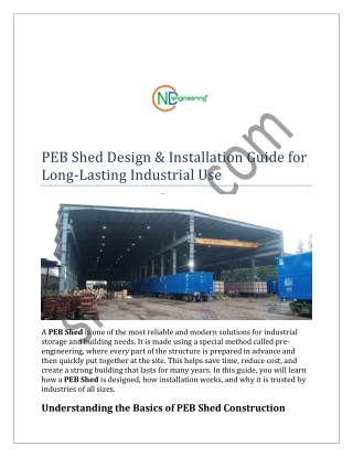 PEB Shed Design & Installation Guide for Long-Lasting Use
