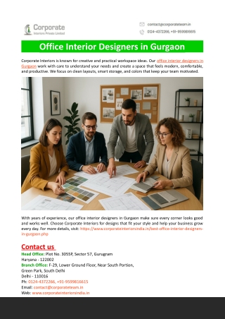 Office Interior Designers in Gurgaon