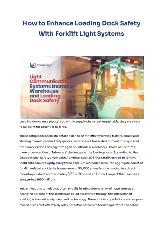 How to Enhance Loading Dock Safety with Forklift Light Systems