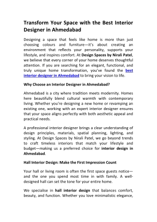 Best Interior Designer in Ahmedabad Design Spaces by Nirali Patel