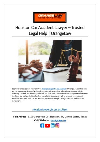Houston Car Accident Lawyer – Trusted Legal Help