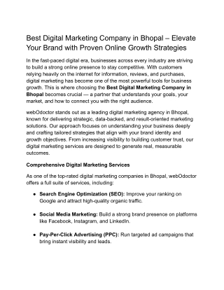 Best Digital Marketing Company in Bhopal