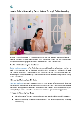 How to Build a Rewarding Career in Care Through Online Learning
