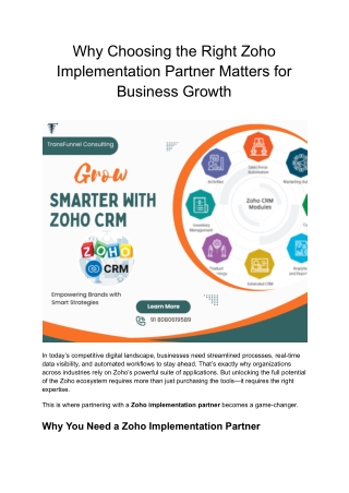 Transform Your Business with Expert Zoho Consulting Services