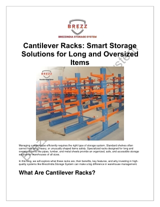 Cantilever Racks: Smart Storage Solutions for Long and Oversized Items