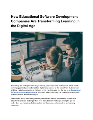 How Educational Software Development Companies Are Transforming Learning in the Digital Age