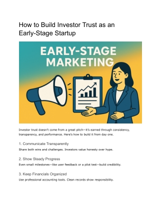 How to Build Investor Trust as an Early-Stage Startup