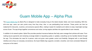 Guam Mobile App – Your All-in-One Rewards and Insurance Companion by Alpha Plus