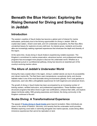 Beneath the Blue Horizon: Exploring the Rising Demand for Diving and Snorkeling