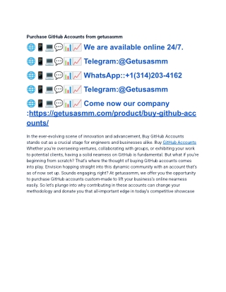 Buy Github Accounts- 100% New, Old, PVA & Bulk Available